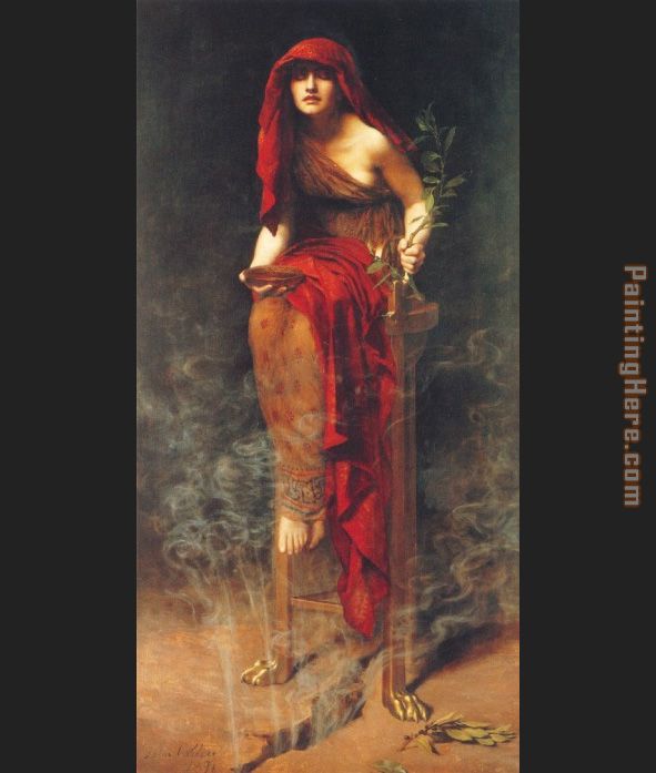 Priestess of Delphi painting - John Collier Priestess of Delphi art painting